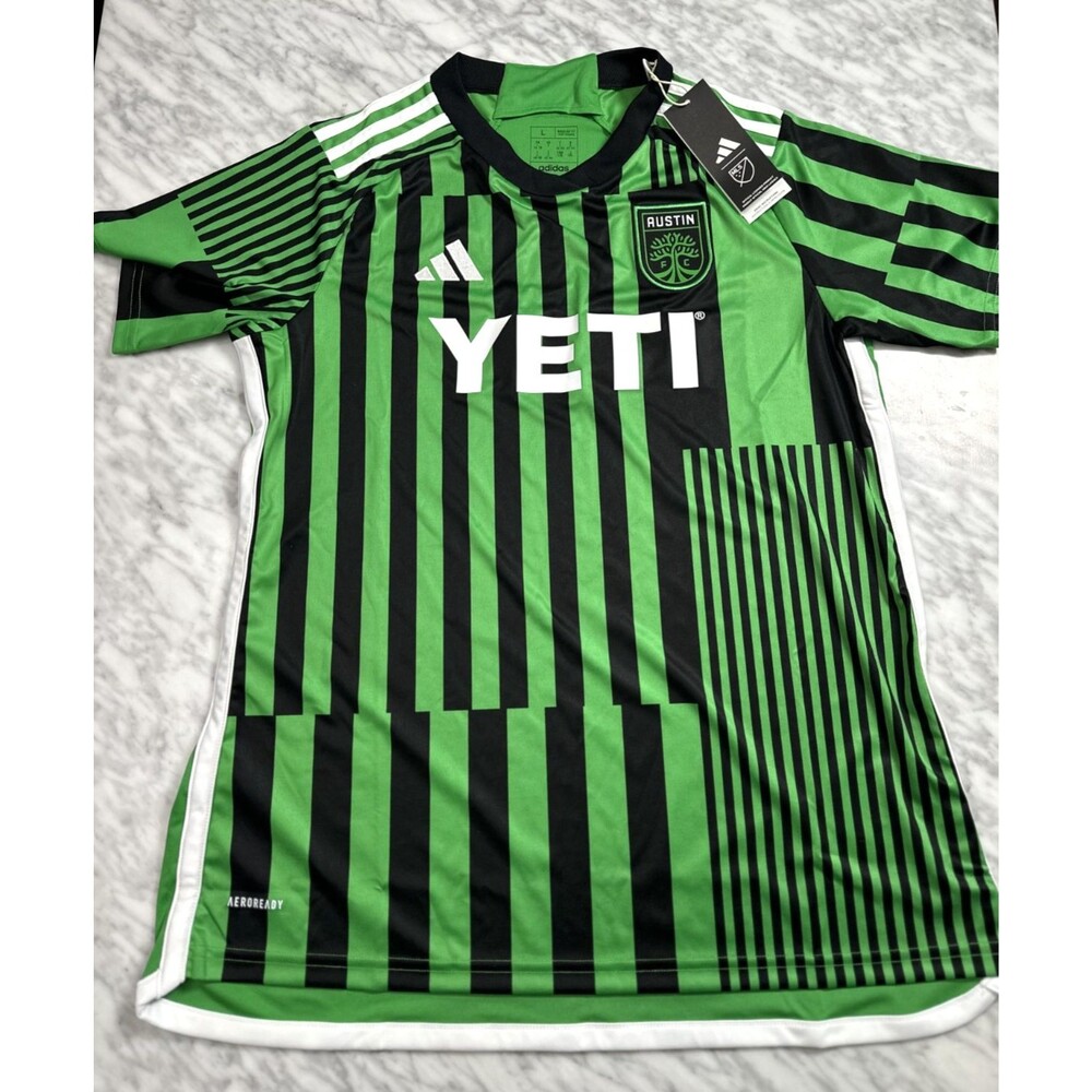 Adidas MLS Austin FC Home Jersey Las Voces Barcode Green Women Large HU1381 250